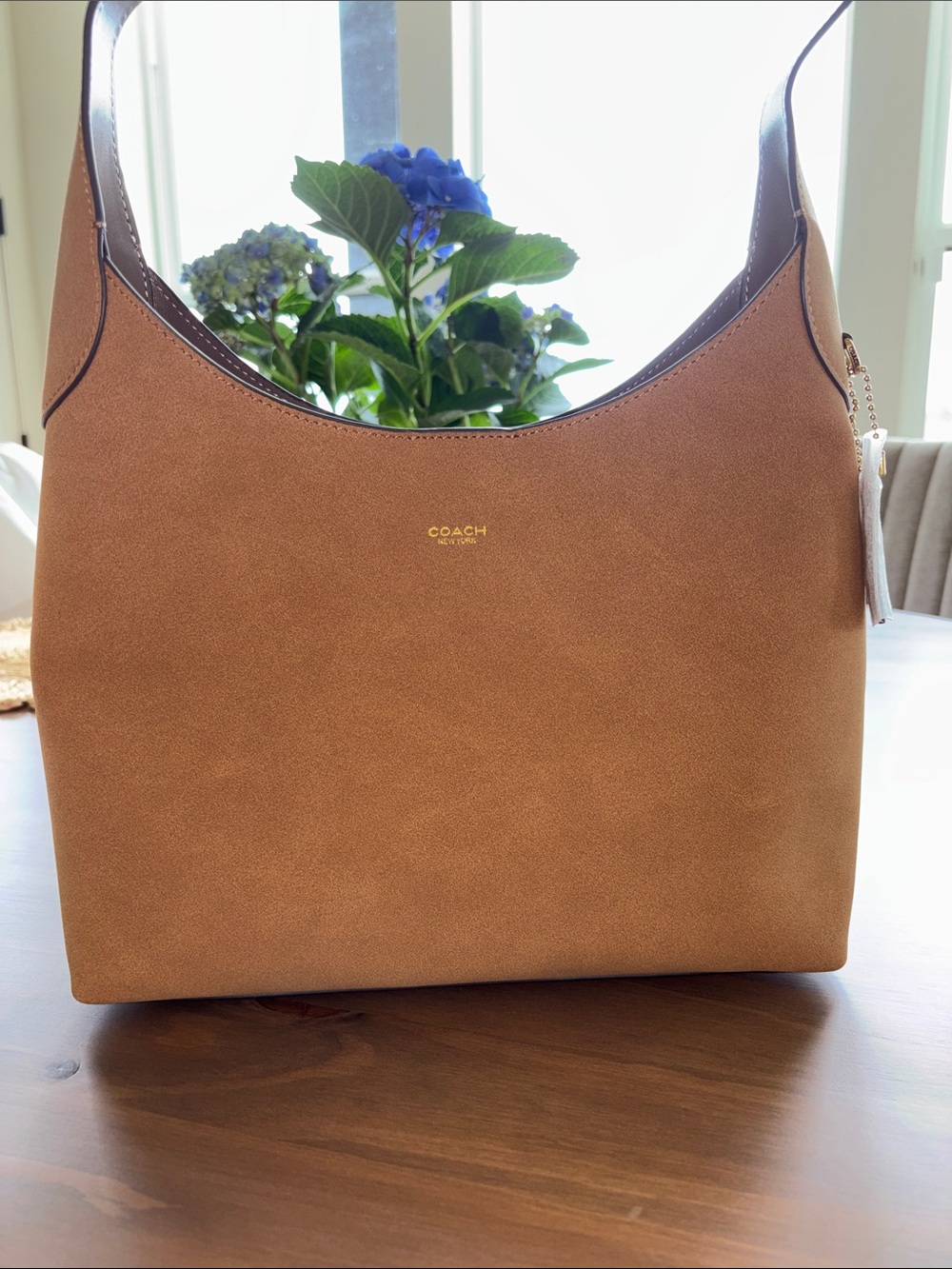 Tan Suede Leather Shoulder Bag